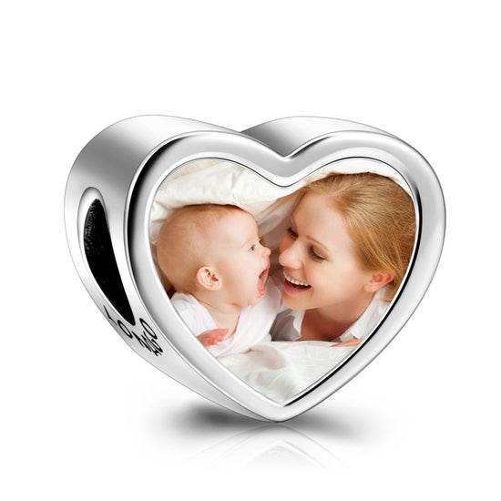 Personalized Photo Love Heart Charm in  925 Sterling Silver - onlyone