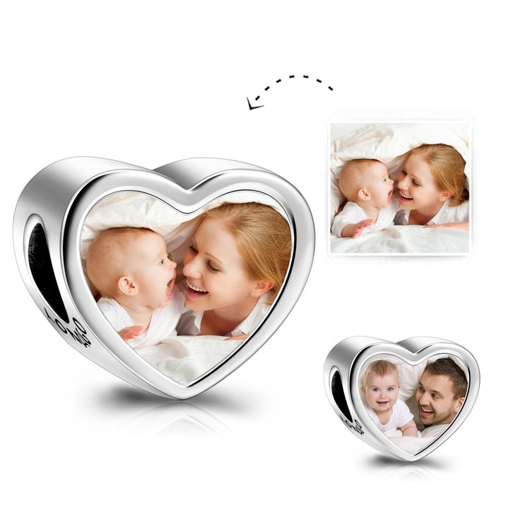 Personalized Photo Love Heart Charm in  925 Sterling Silver - onlyone