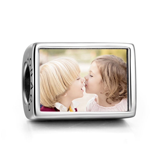 Personalized 925 Sterling Silver Color Photo Rectangle Charm - onlyone