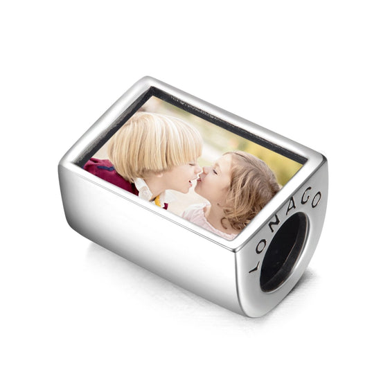 Personalized 925 Sterling Silver Color Photo Rectangle Charm - onlyone
