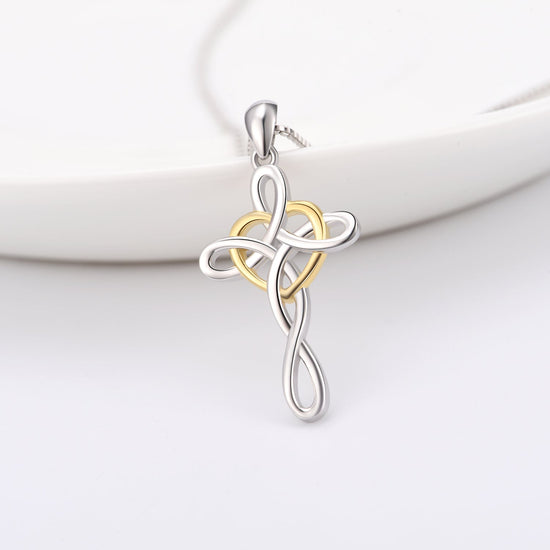 925 Sterling Silver Cross Necklace For Women Celtic Cross Infinity Heart Love Pendant Necklace - onlyone
