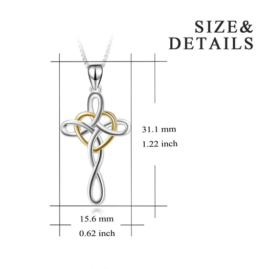 925 Sterling Silver Cross Necklace For Women Celtic Cross Infinity Heart Love Pendant Necklace - onlyone