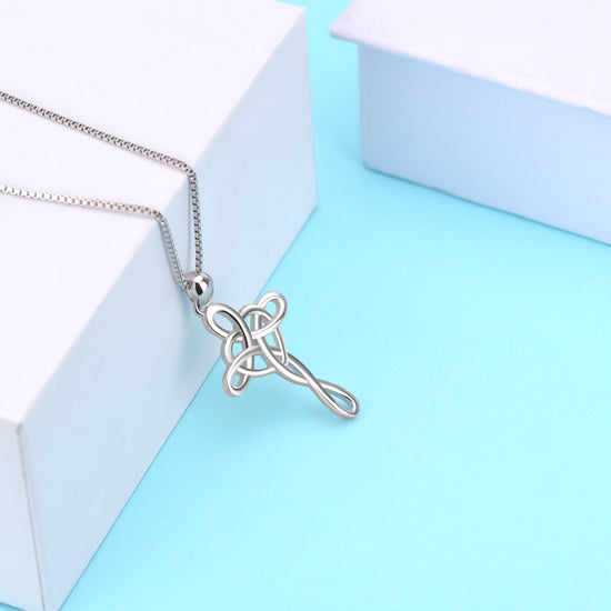 925 Sterling Silver Cross Necklace For Women Celtic Cross Infinity Heart Love Pendant Necklace - onlyone