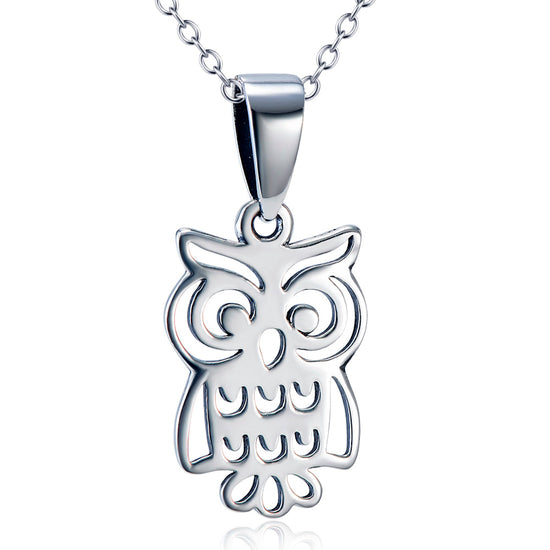 925 Sterling Silver Cute Halloween Owl Necklace - onlyone