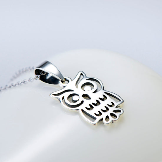 925 Sterling Silver Cute Halloween Owl Necklace - onlyone