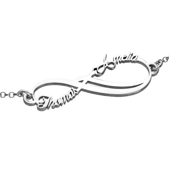 925 Sterling Silver Personalized Infinity 2 Names Bracelet 6â€?7.5â€?Nameplate Bracelet - onlyone