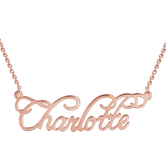 925 Sterling Silver "Charlotte" Style Name Necklace Nameplate Necklace - onlyone