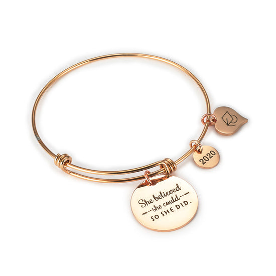 2020 Inspirational Graduation Bracelet with Graduation Grad Cap She Believed She Could So She Did - onlyone
