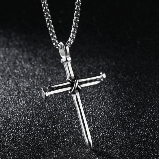 925 Sterling Silver Cross Jewelry Nail Rope Cross Pendant Necklace - onlyone