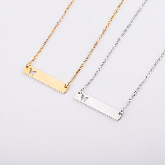 925 Sterling Silver Butterfly Bar Necklace - onlyone