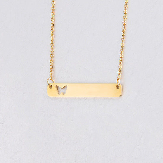 925 Sterling Silver Butterfly Bar Necklace - onlyone