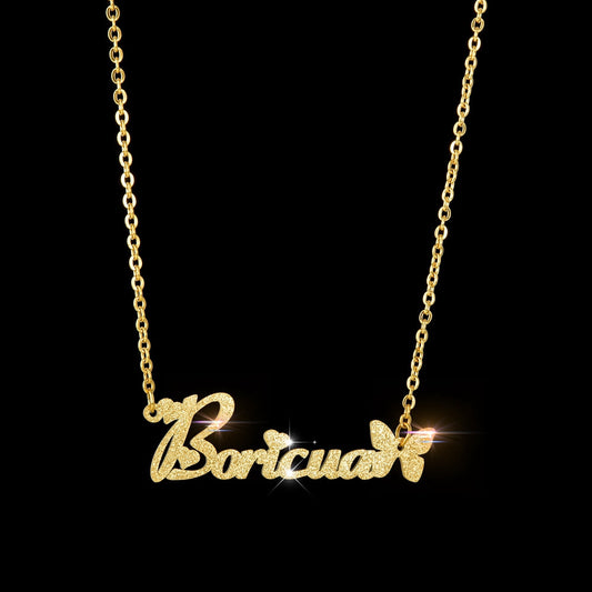 925 Sterling Silver Custom Diamond Name Necklace With Butterfly