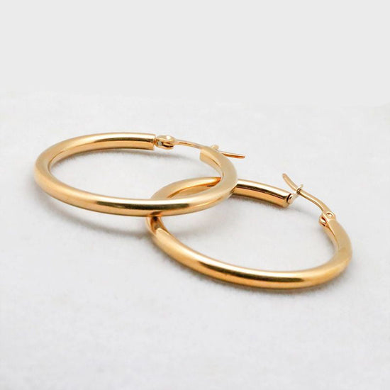 Classic Diameter Huggie Hoop Earrings Gold Plated - onlyone