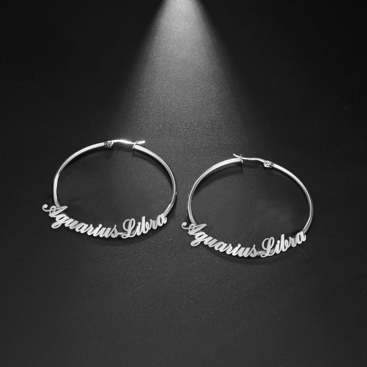 925 Sterling Silver Personalized Hoop Name Earrings