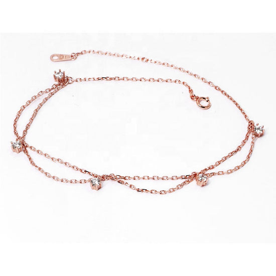 925 Sterling Silver Bohemian Rose Gold Fashion Anklet - onlyone