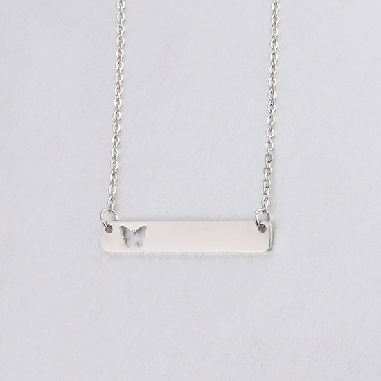 925 Sterling Silver Butterfly Bar Necklace - onlyone