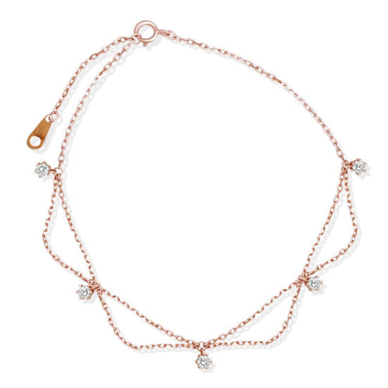 925 Sterling Silver Bohemian Rose Gold Fashion Anklet - onlyone