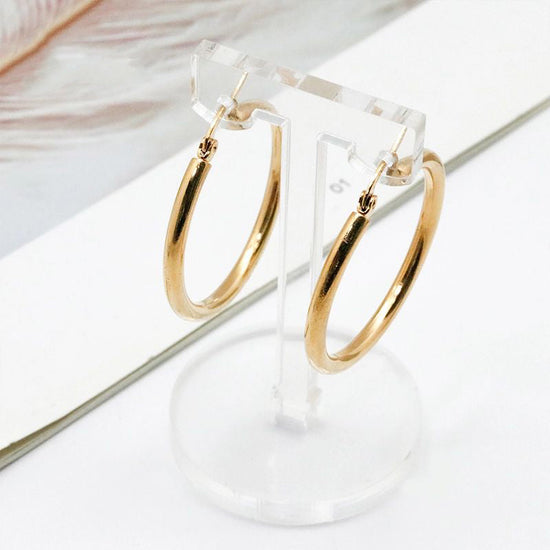 Classic Diameter Huggie Hoop Earrings Gold Plated - onlyone