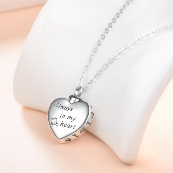 925 Sterling Silver Heart Urn Necklaces Pet Dog Paw Print Cremation Necklace - onlyone