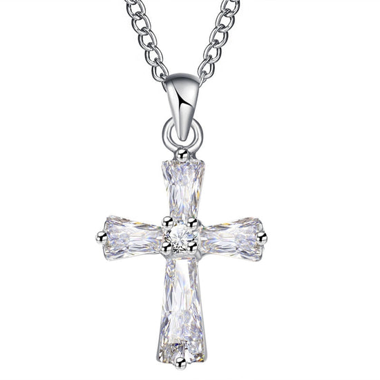 925 Sterling Silver Crystal Cross Pendant Necklace  Cross Necklace For Women - onlyone
