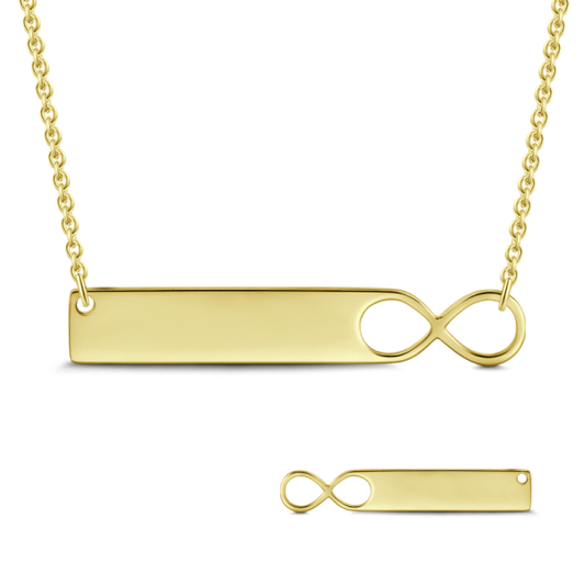 925 Sterling Silver Engraved Infinity Bar Name Necklace Nameplate Necklace - onlyone