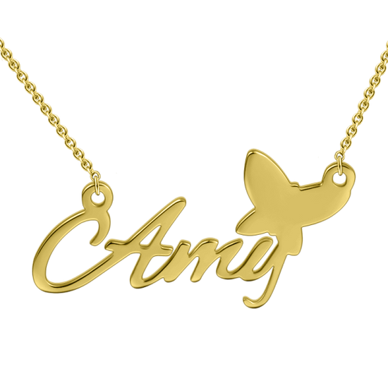 "Amy"Style 14K Personalized  Name Necklace Adjustable 16" - 20" White Gold/Yellow Gold/Rose Gold - onlyone