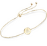 14K Gold Personalized Single Initial Circle Disc Bracelet Length Adjustable 6" - 7" - onlyone
