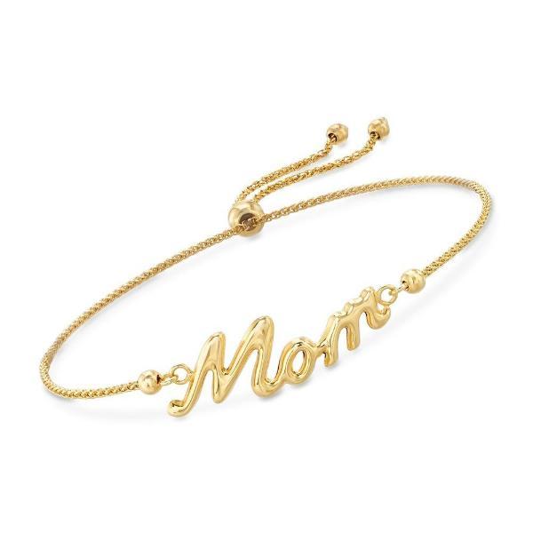 14K Gold Personalized Name Bracelet Length Adjustable 6" 7.5" Gift for mom - onlyone
