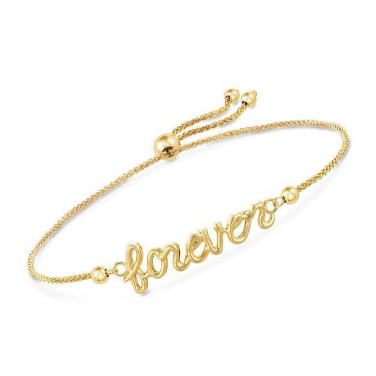 14K Gold Personalized Name Bracelet Length Adjustable 6"- 7.5" - onlyone