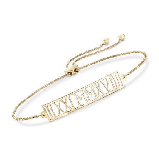 925 Sterling Silver Personalized Roman Numeral Date Bracelet Length 6”-7.5” - onlyone