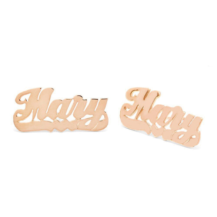 925 Sterling Silver Personalized Nameplate Stud Earrings
