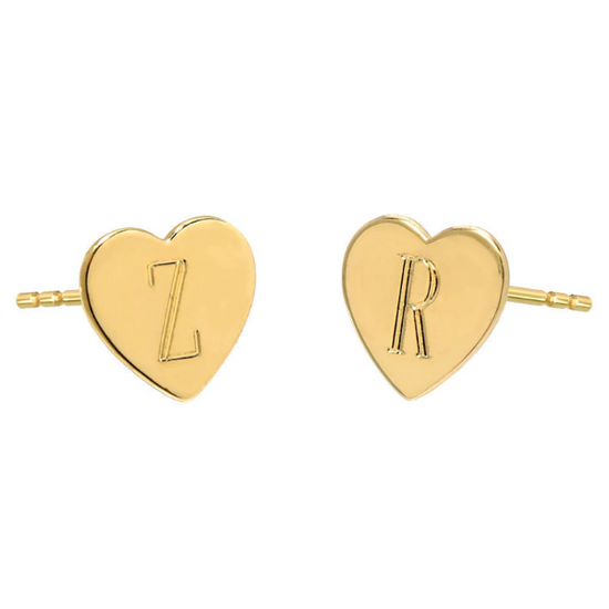 925 Sterling Silver Personalized Engraved Hearts Stud Earrings - onlyone