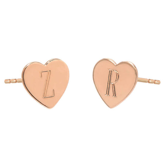 925 Sterling Silver Personalized Engraved Hearts Stud Earrings - onlyone