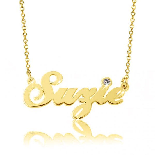14K Gold Personalized Swarovski Name Necklace  Adjustable 16" - 20" - onlyone
