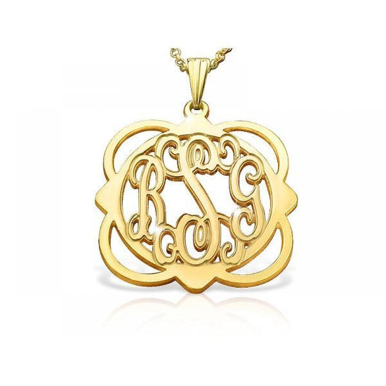 925 Sterling Silver Initial Monogram Necklace - onlyone