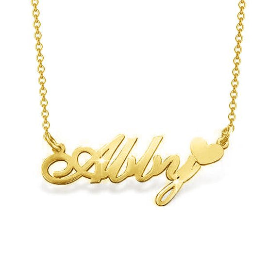 14K Gold Personalized Name Necklace With Heart Adjustable 16" - 20" - onlyone