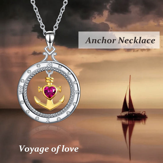 925 sterling silver compass anchor fashion necklace - onlyone