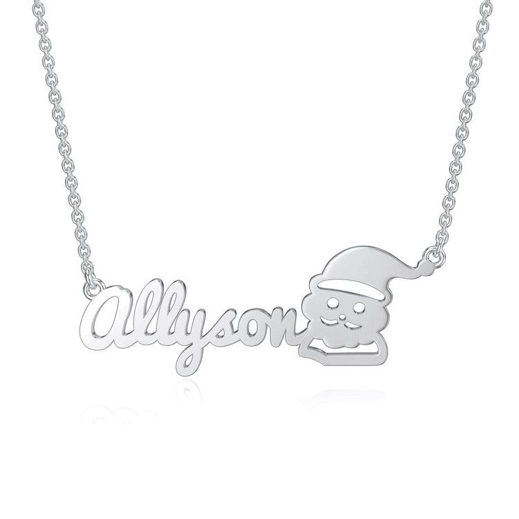 925 Sterling Silver Santa Claus Name Necklace