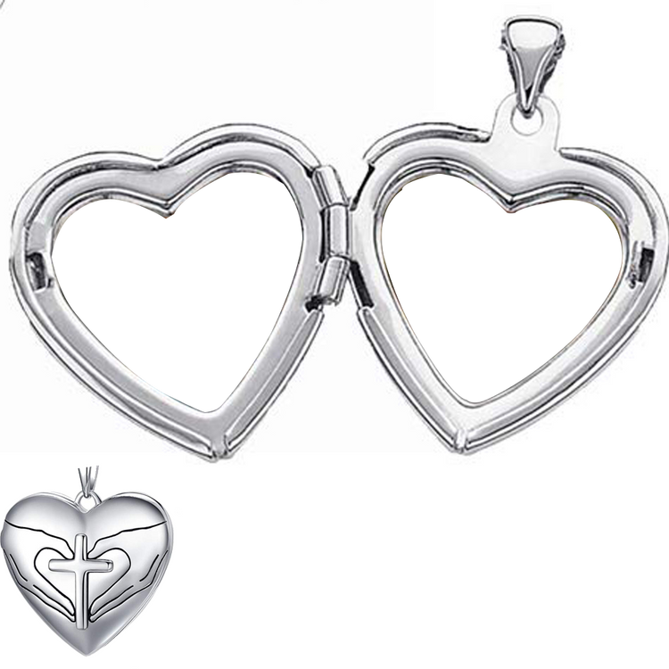 925 Sterling Silver Heart Photo Locket Necklace