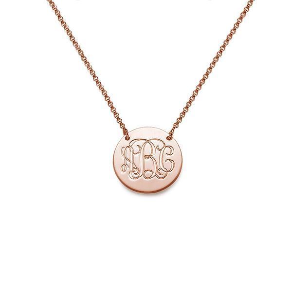 925 Sterling Silver Engraved Coin Initial Necklace - onlyone