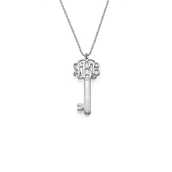 925 Sterling Silver Initial Key Monogram Necklace  Gift For Girlfriend Gift For Her - onlyone
