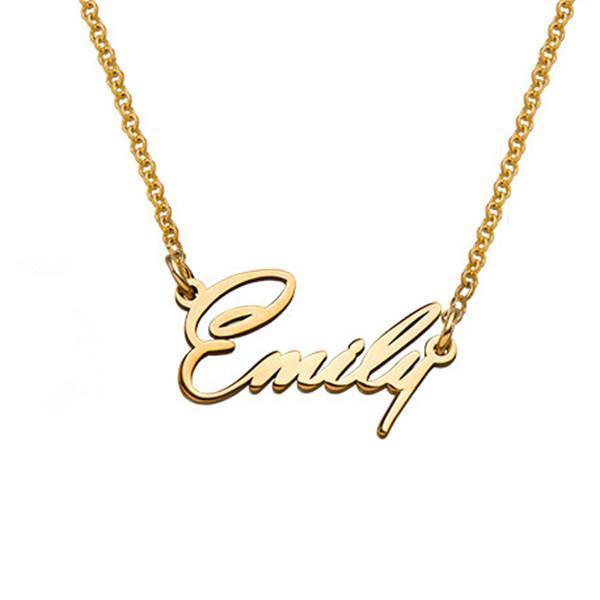 925 Sterling Silver Emily Style Name Necklace Nameplate Necklace - onlyone