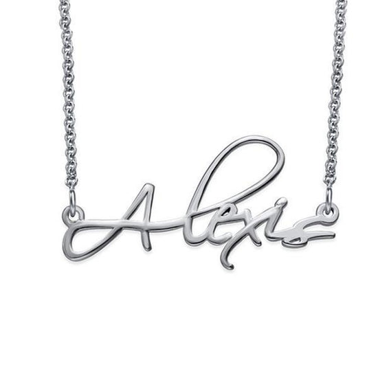925 Sterling Silver Script Custom Name Necklace Nameplate Necklace - onlyone