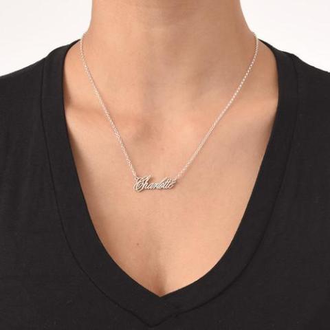 925 Sterling Silver Tiny Name Necklace Nameplate Necklace - onlyone