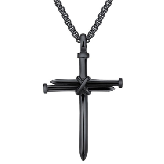 925 Sterling Silver Cross Jewelry Nail Rope Cross Pendant Necklace - onlyone