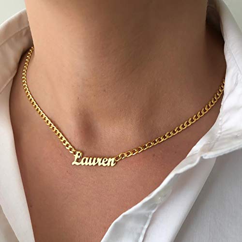 925 Sterling Silver Name Necklace In 3mm Curb Link Chain