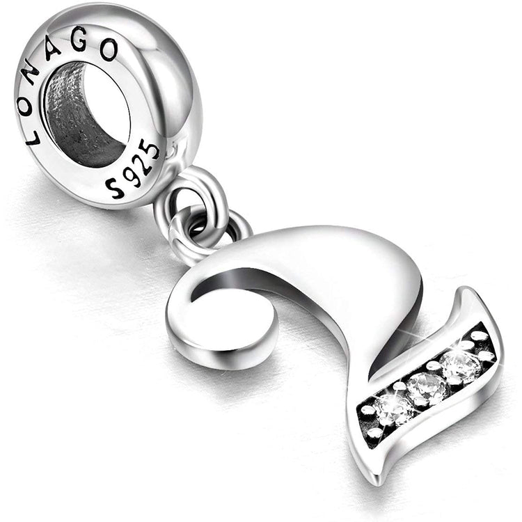 925 Sterling Silver Lucky Number 1-9 Charms Fit for Bracelet and Necklace
