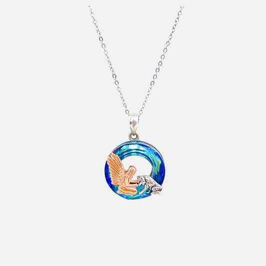 925 Sterling Silver Elephant Mom And Daughter Crystal Pendant Necklace