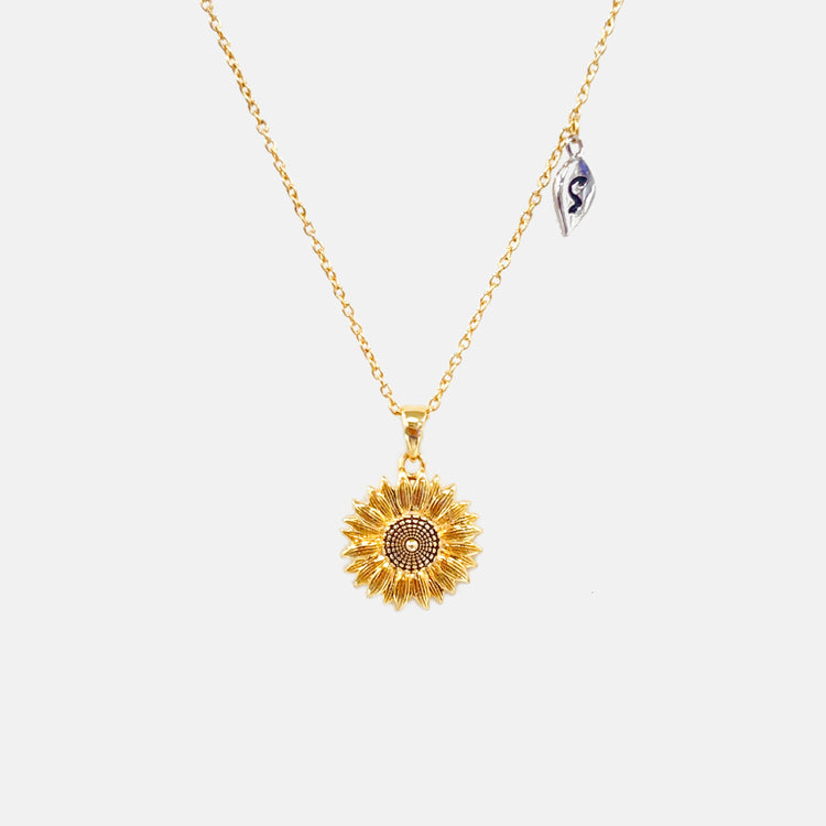 You Are My Sunshine Sunflower With Initial Necklaces