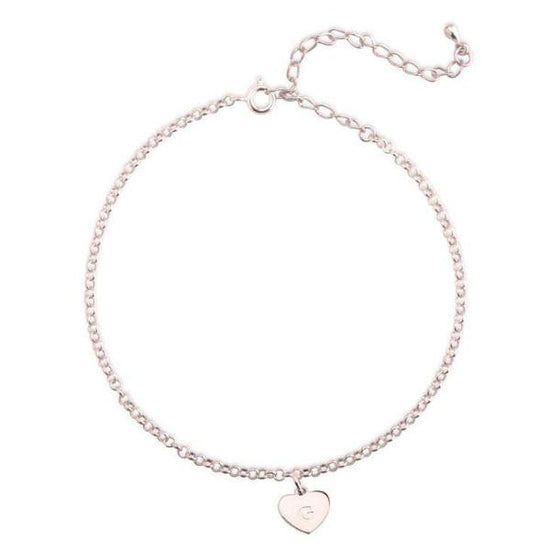 925 Sterling Silver Personalized Initial Heart Bracelets 6”-7.5” - onlyone